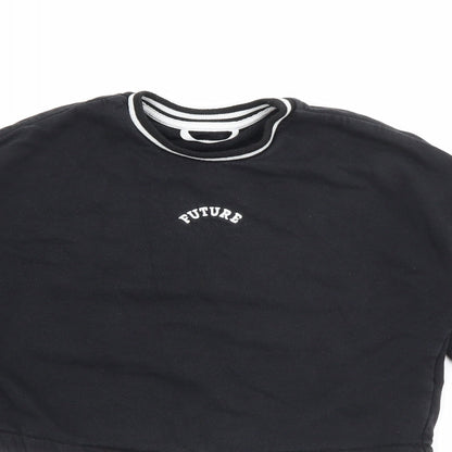 Marks & Spencer Girls Black  Cotton Pullover Sweatshirt Size 7-8 Years