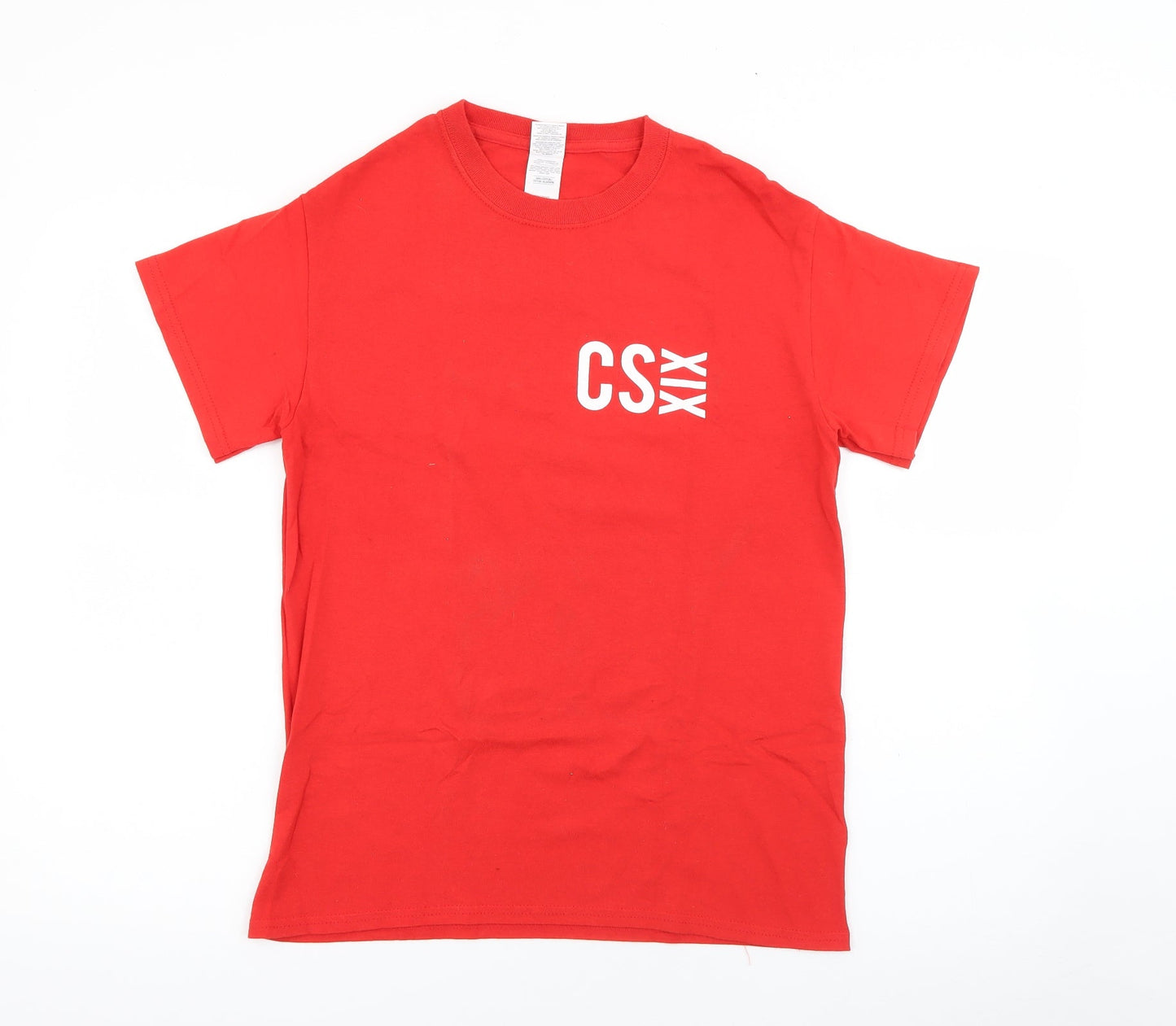 Gildan Mens Red  Cotton  T-Shirt Size S Crew Neck
