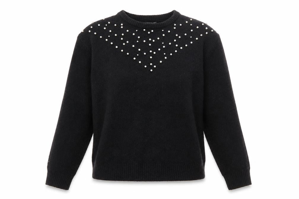 Primark Womens Black Crew Neck  Acrylic Pullover Jumper Size 2XS