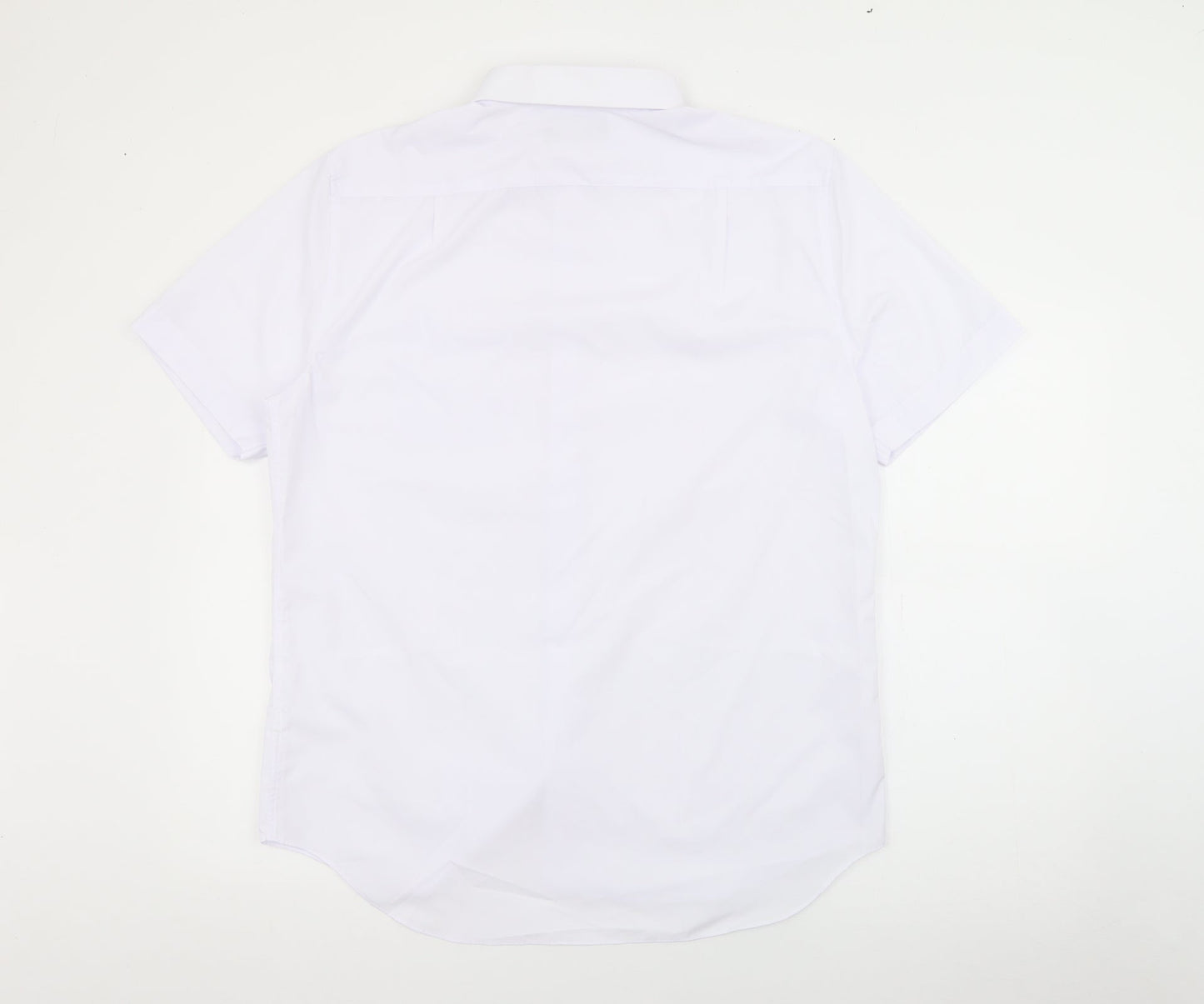 Marks and Spencer Mens White  Polyester  Button-Up Size 16 Collared Button