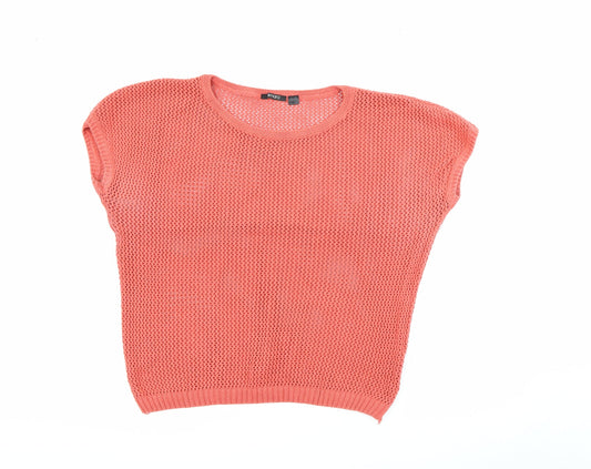 ESMARA Womens Orange Crew Neck  Acrylic Pullover Jumper Size L