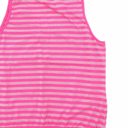 Preloved MK Womens Pink V-Neck Striped Polyester Pullover Jumper Size 22 - Label