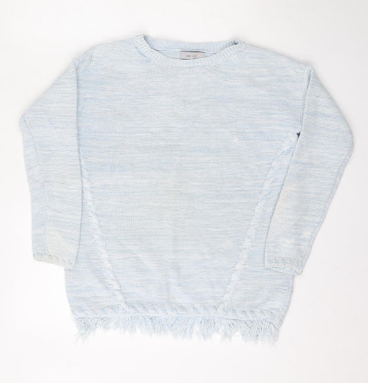 Per Una Womens Blue Boat Neck  Cotton Pullover Jumper Size 10