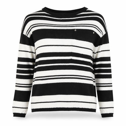 Next Womens Black Boat Neck Striped Cotton Pullover Jumper Size 10