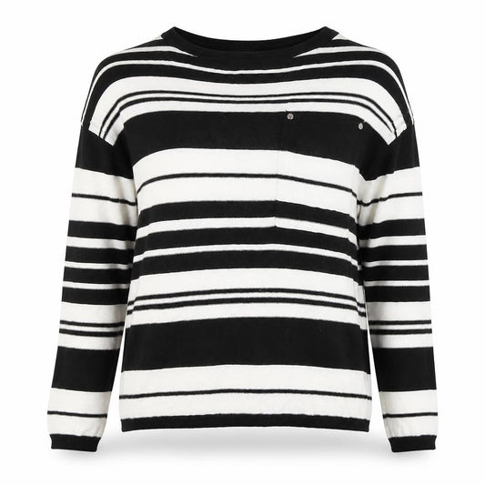Next Womens Black Boat Neck Striped Cotton Pullover Jumper Size 10
