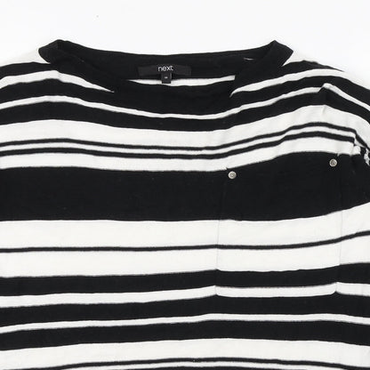 Next Womens Black Boat Neck Striped Cotton Pullover Jumper Size 10