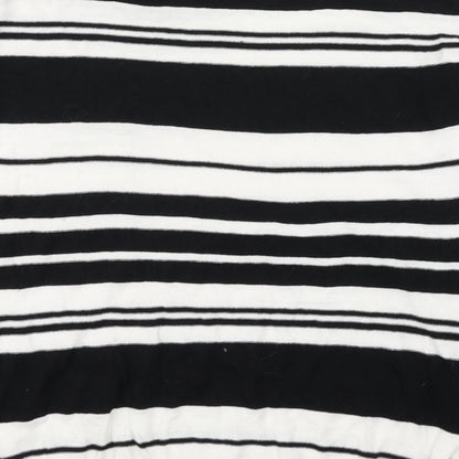 Next Womens Black Boat Neck Striped Cotton Pullover Jumper Size 10