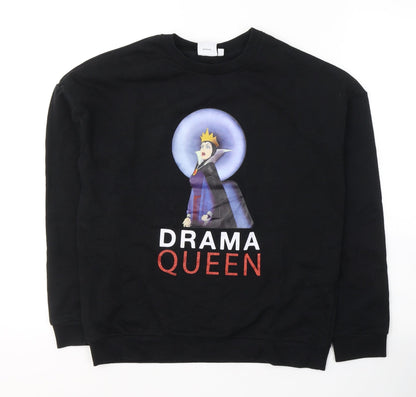 Preloved Disney Womens Black  Cotton Pullover Sweatshirt Size XS  Pullover - Drama Queen - Front