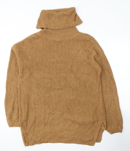 VERO MODA Womens Brown Roll Neck  Polyester Pullover Jumper Size XS   - Oversized