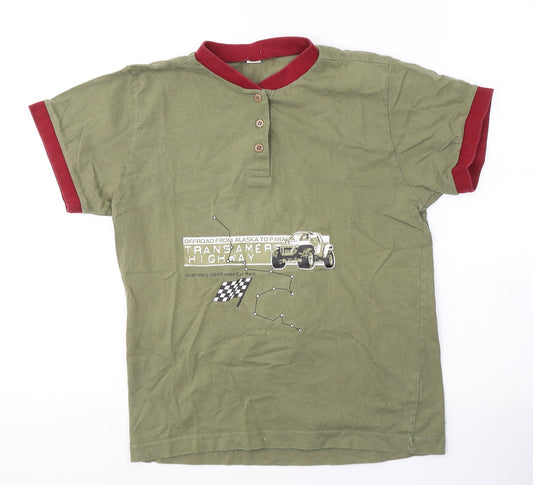 Offroad Boys Green  Cotton Basic T-Shirt Size M Round Neck Pullover - Racer