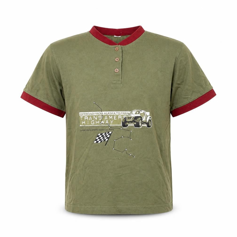 Offroad Boys Green  Cotton Basic T-Shirt Size M Round Neck Pullover - Racer