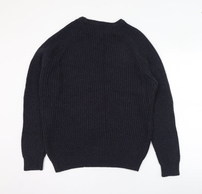 Dunnes Mens Blue Round Neck  Acrylic Pullover Jumper Size M