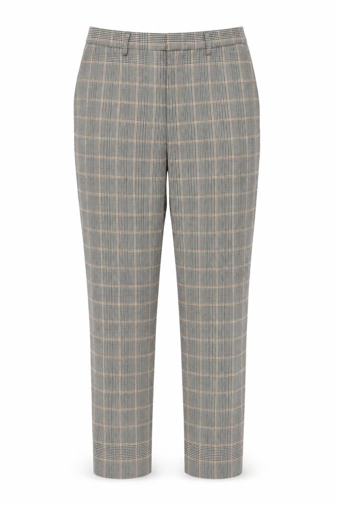 Oui Womens Grey Check Polyester Carrot Trousers Size 10 L26 in Regular Zip