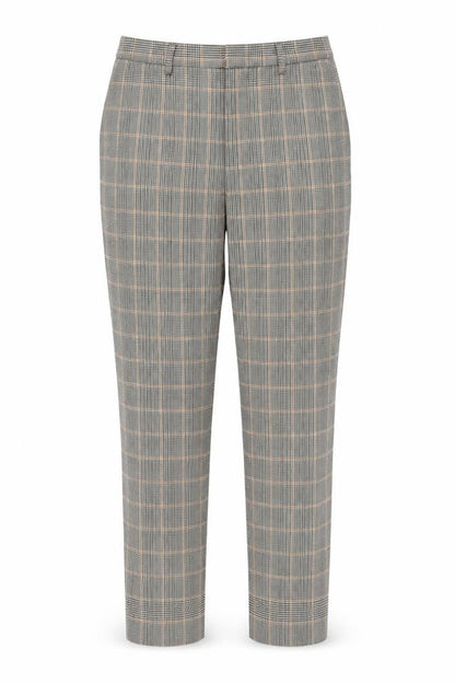 Oui Womens Grey Check Polyester Carrot Trousers Size 10 L26 in Regular Zip