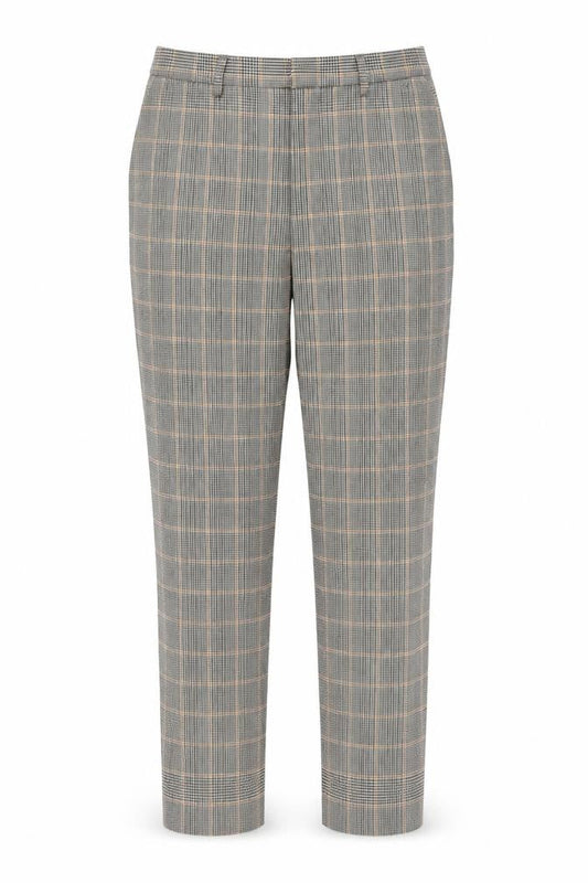 Oui Womens Grey Check Polyester Carrot Trousers Size 10 L26 in Regular Zip