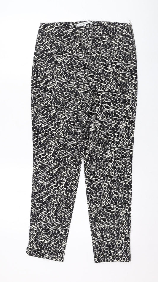 Gerard Darel Womens Black Geometric Cotton Carrot Trousers Size 36 L26 in Regular Zip