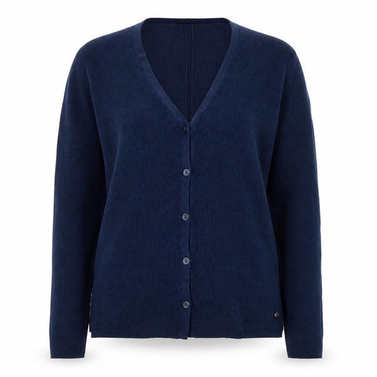 Olsen Womens Blue V-Neck  Cotton Cardigan Jumper Size 12