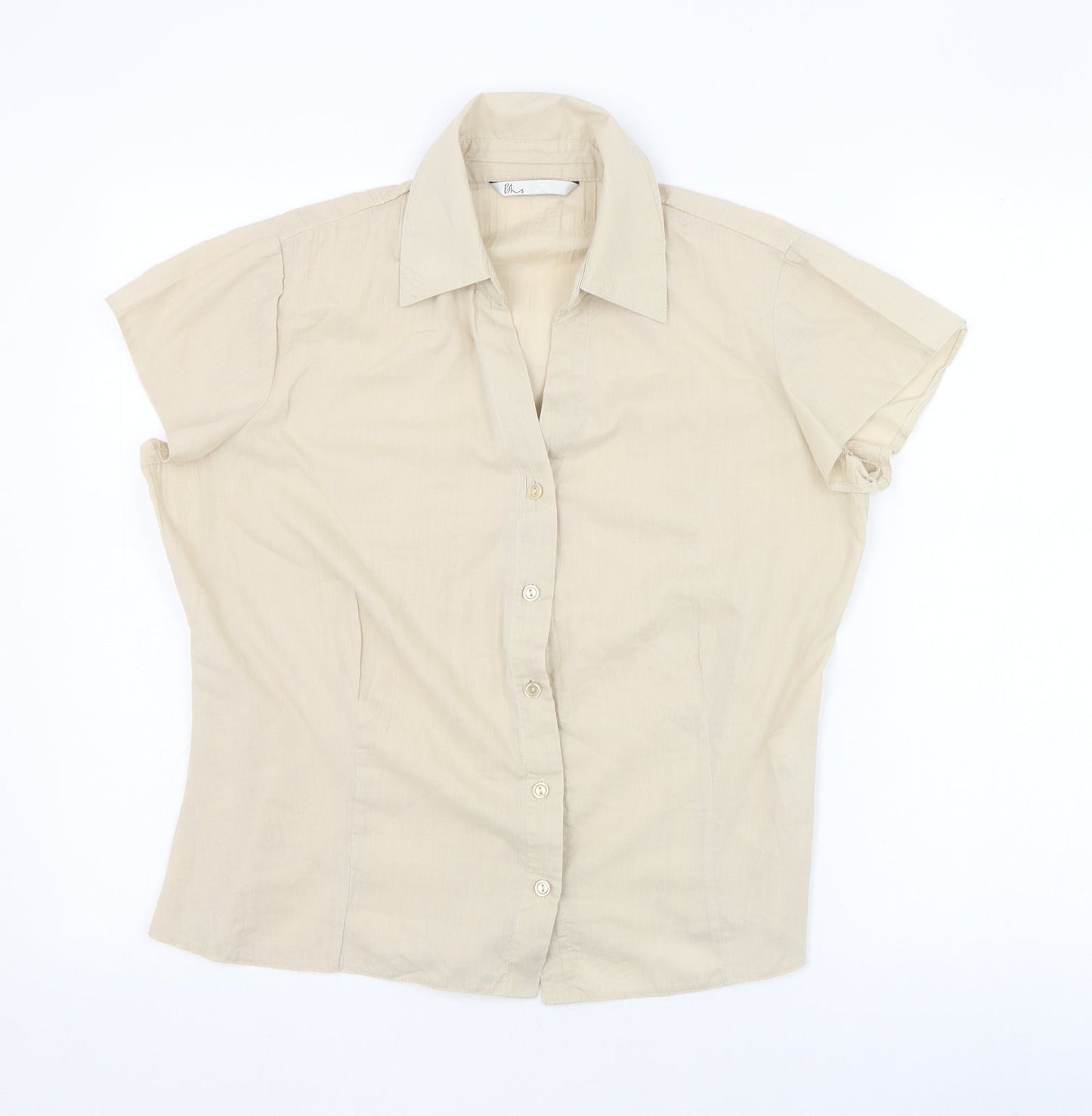 BHS Womens Beige  Polyester Basic Button-Up Size 12 Collared