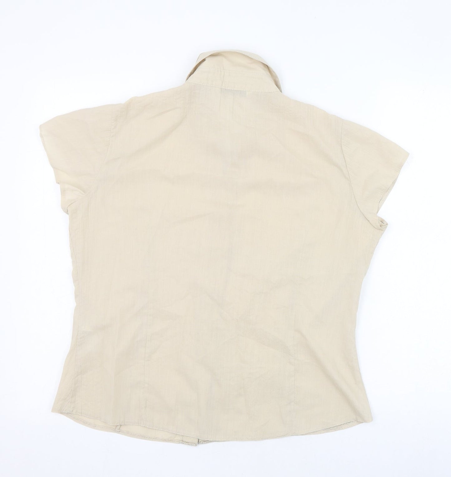 BHS Womens Beige  Polyester Basic Button-Up Size 12 Collared