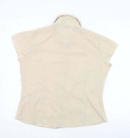 BHS Womens Beige  Polyester Basic Button-Up Size 12 Collared