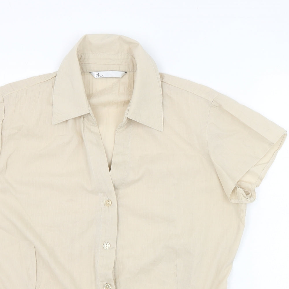 BHS Womens Beige  Polyester Basic Button-Up Size 12 Collared