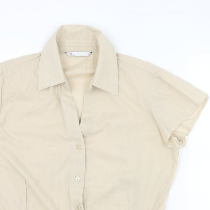 BHS Womens Beige  Polyester Basic Button-Up Size 12 Collared