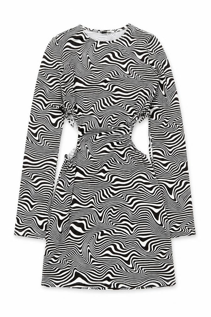 H&M Womens Ivory Geometric Polyester A-Line  Size XS  Round Neck Pullover