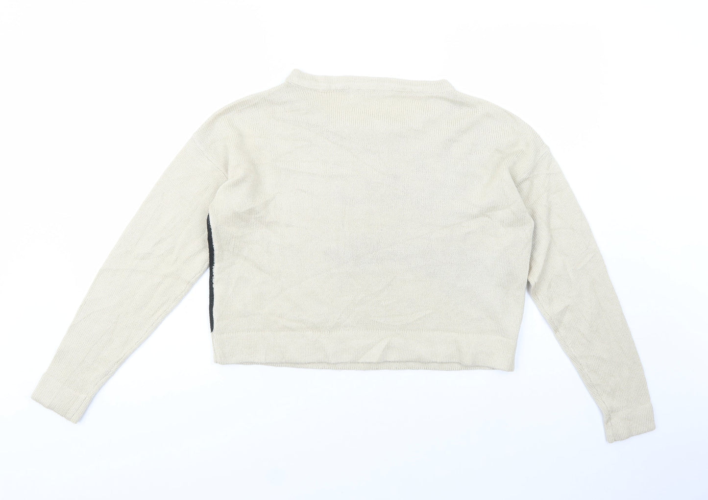VERO MODA Womens Beige Boat Neck  Acrylic Pullover Jumper Size M   - Moose