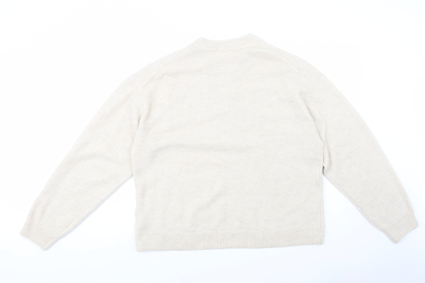 H&M Womens Beige Crew Neck  Polyester Pullover Jumper Size M