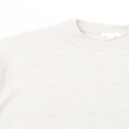 H&M Womens Beige Crew Neck  Polyester Pullover Jumper Size M