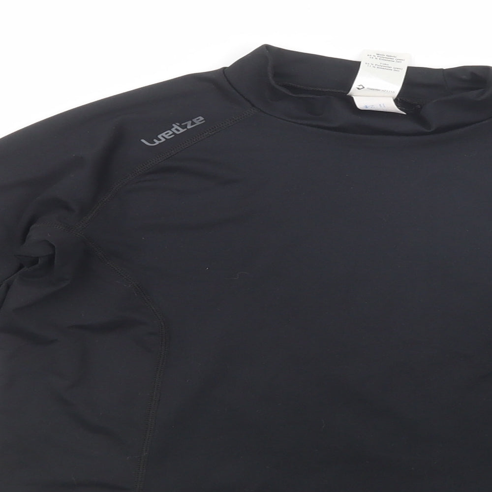 Wed'ze Girls Black  Polyester Pullover Polo Size 12 Years Mock Neck Pullover