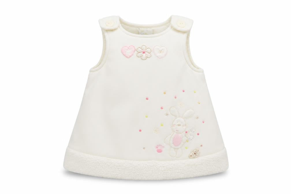 Zip Zap Baby White  Polyester Tunic Blouse Size 6-9 Months Crew Neck Button - Bunny