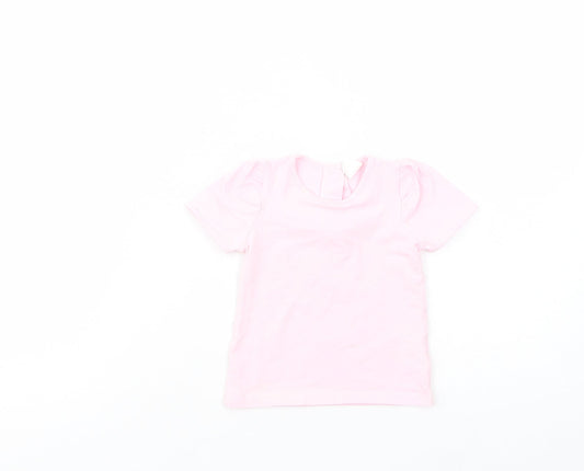 H&M Baby Pink  Cotton Basic T-Shirt Size 12-18 Months Crew Neck Snap