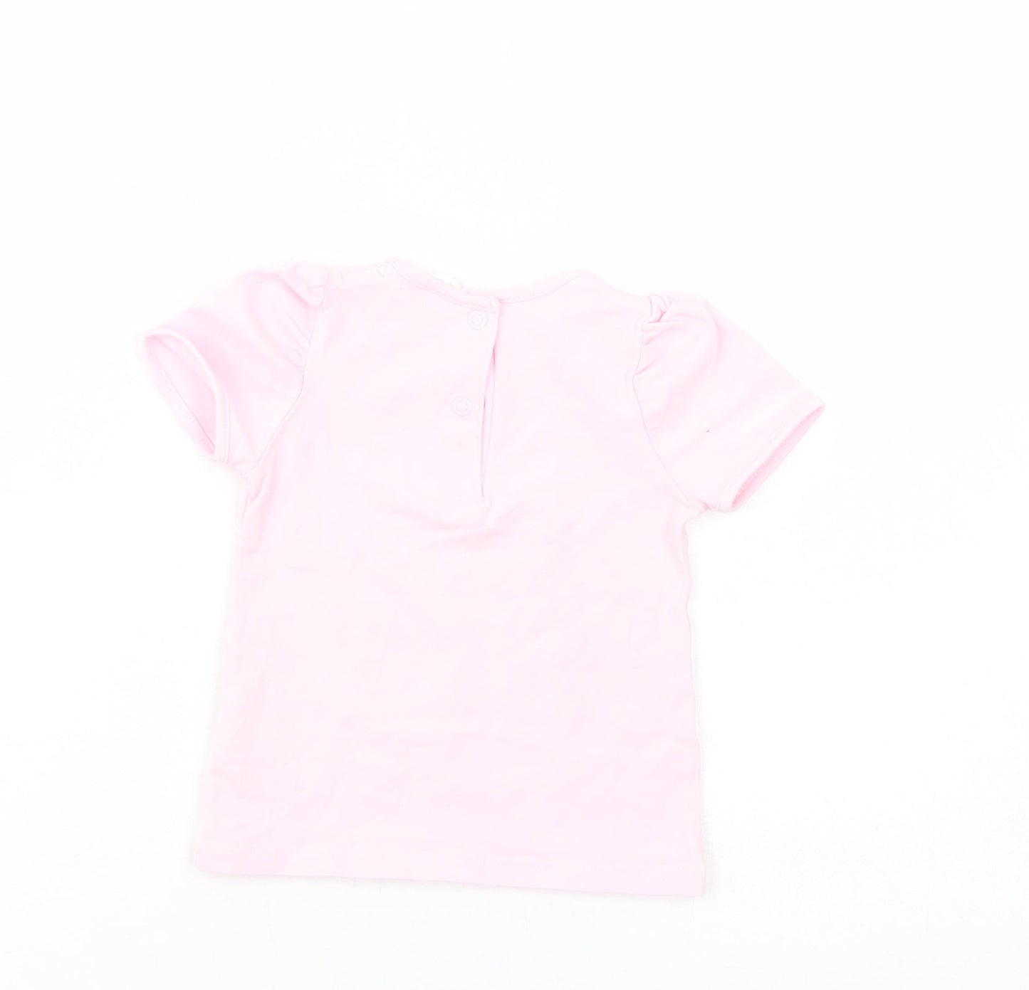 H&M Baby Pink  Cotton Basic T-Shirt Size 12-18 Months Crew Neck Snap