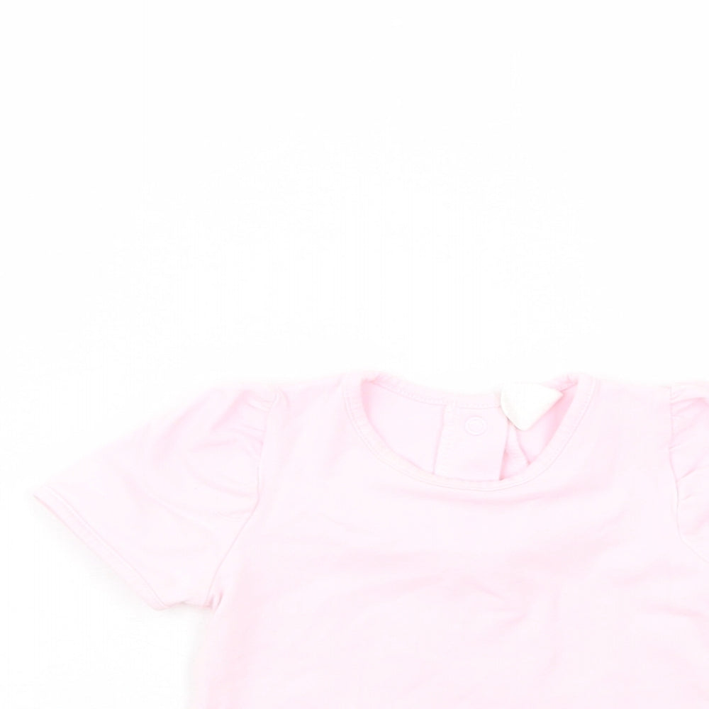 H&M Baby Pink  Cotton Basic T-Shirt Size 12-18 Months Crew Neck Snap