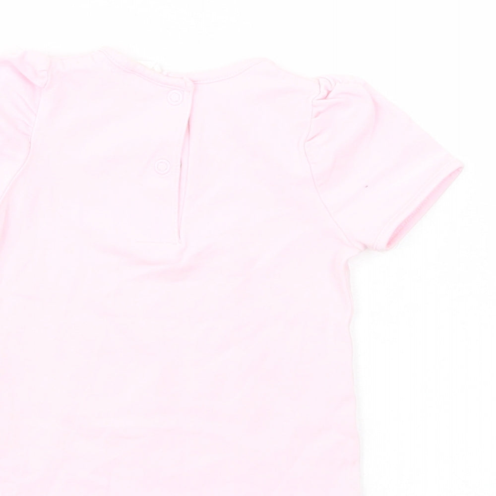 H&M Baby Pink  Cotton Basic T-Shirt Size 12-18 Months Crew Neck Snap