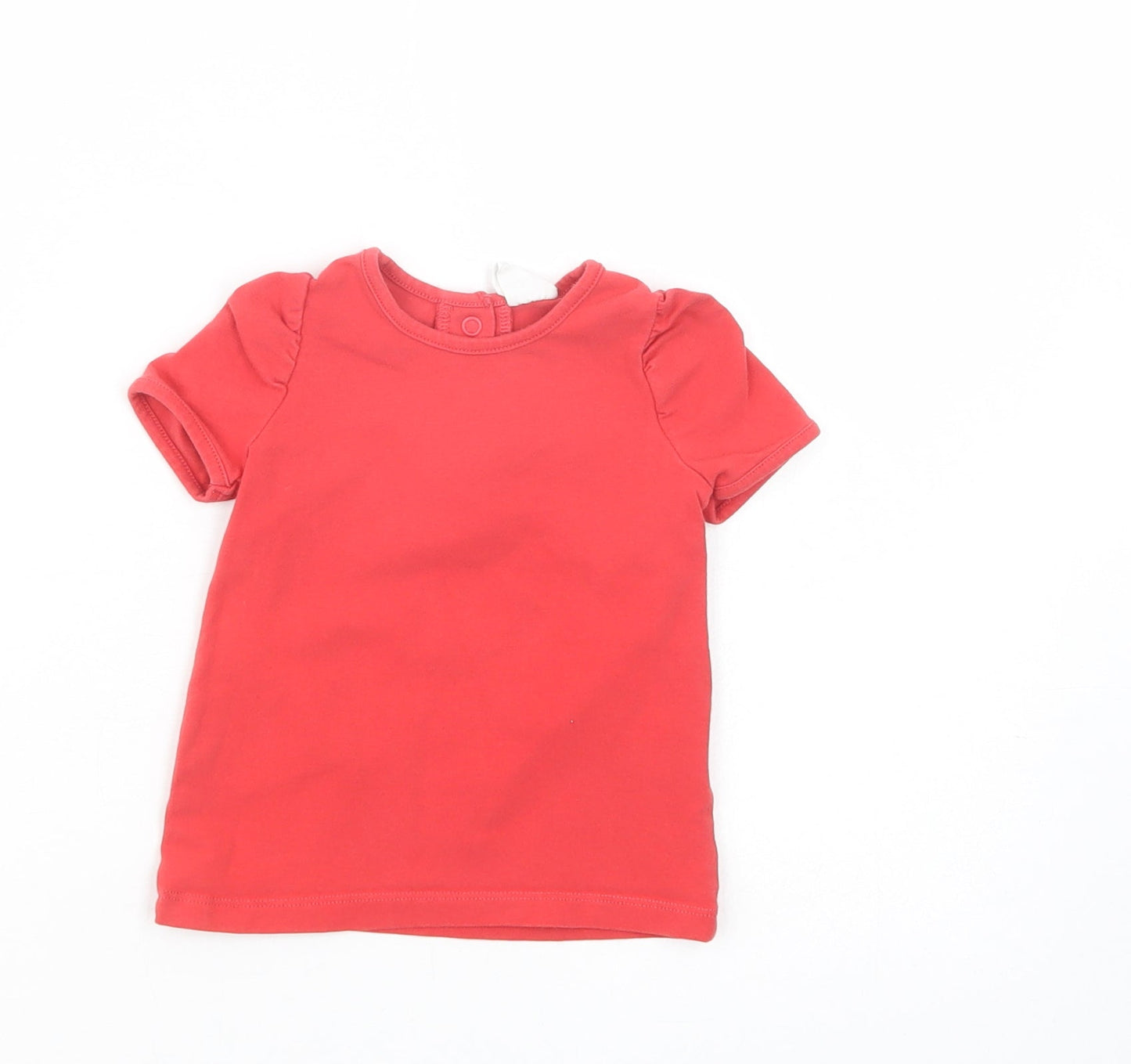 H&M Baby Red  Cotton Basic T-Shirt Size 9-12 Months Crew Neck Snap