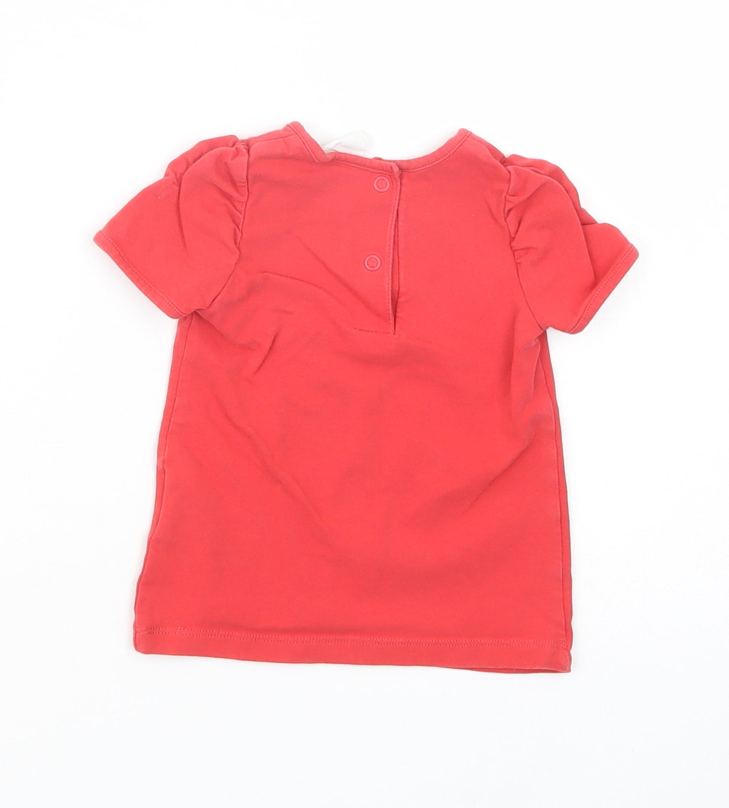 H&M Baby Red  Cotton Basic T-Shirt Size 9-12 Months Crew Neck Snap