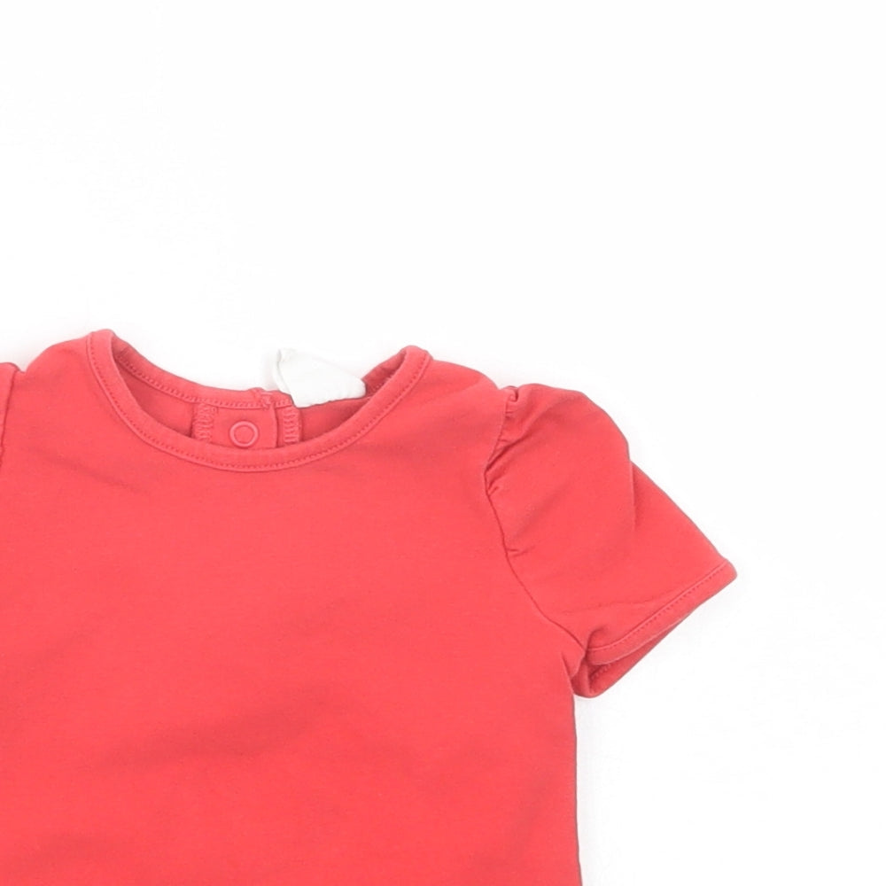 H&M Baby Red  Cotton Basic T-Shirt Size 9-12 Months Crew Neck Snap