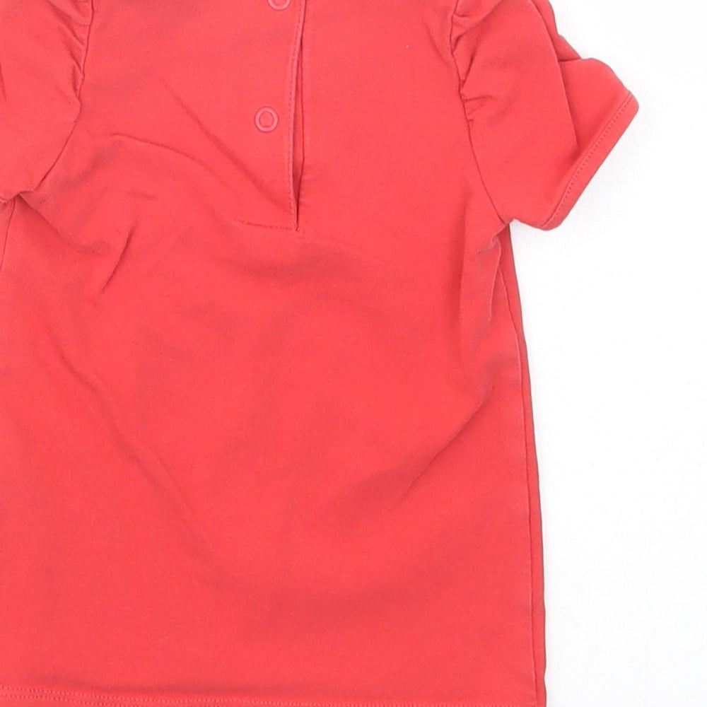 H&M Baby Red  Cotton Basic T-Shirt Size 9-12 Months Crew Neck Snap