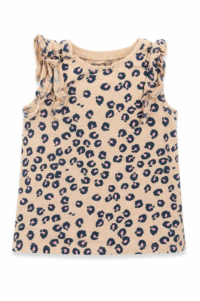 NEXT Girls Pink Animal Print Cotton Basic Tank Size 2-3 Years Crew Neck Pullover