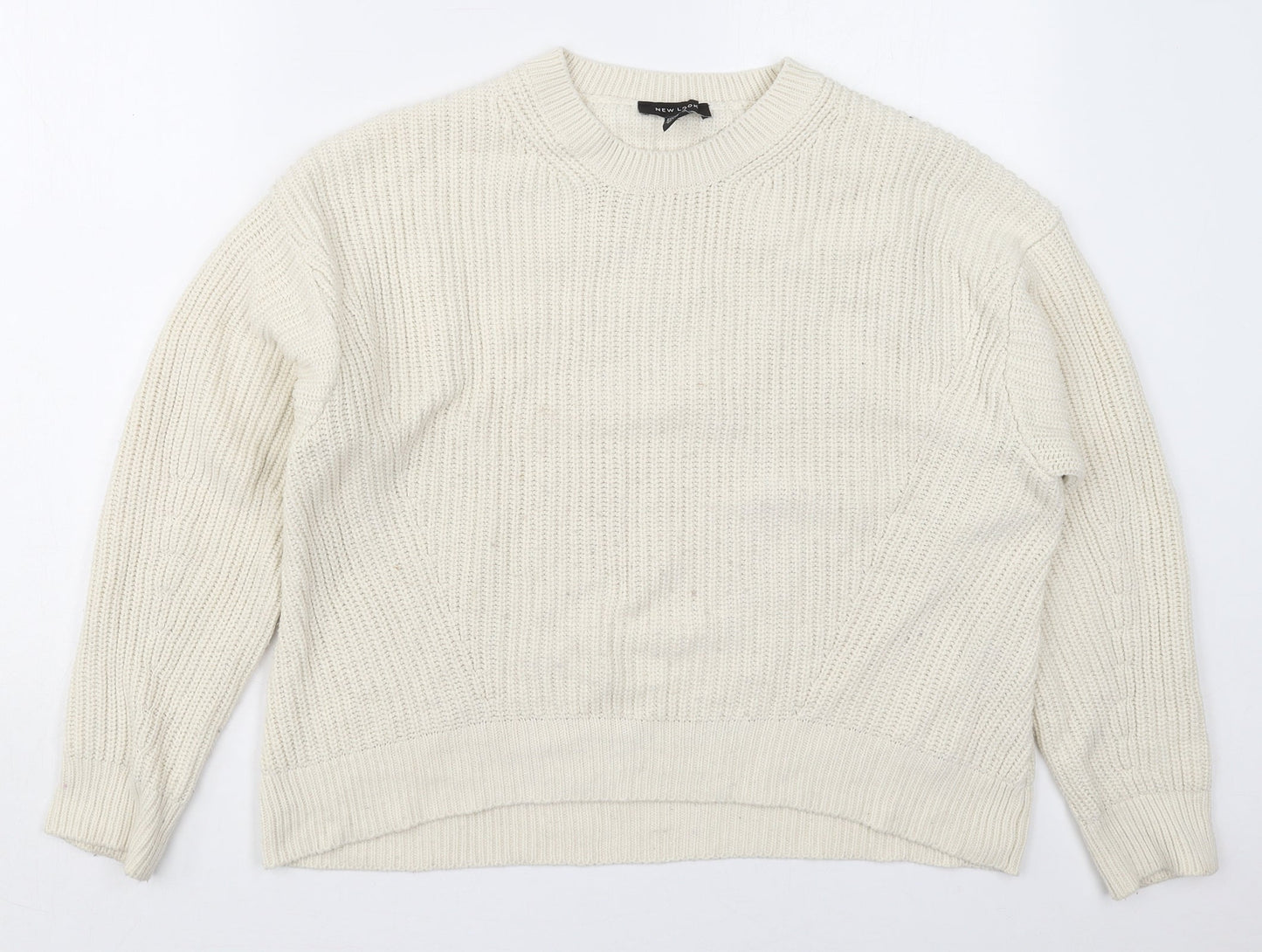 New Look Womens Ivory Crew Neck  Acrylic Pullover Jumper Size S