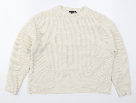 New Look Womens Ivory Crew Neck  Acrylic Pullover Jumper Size S