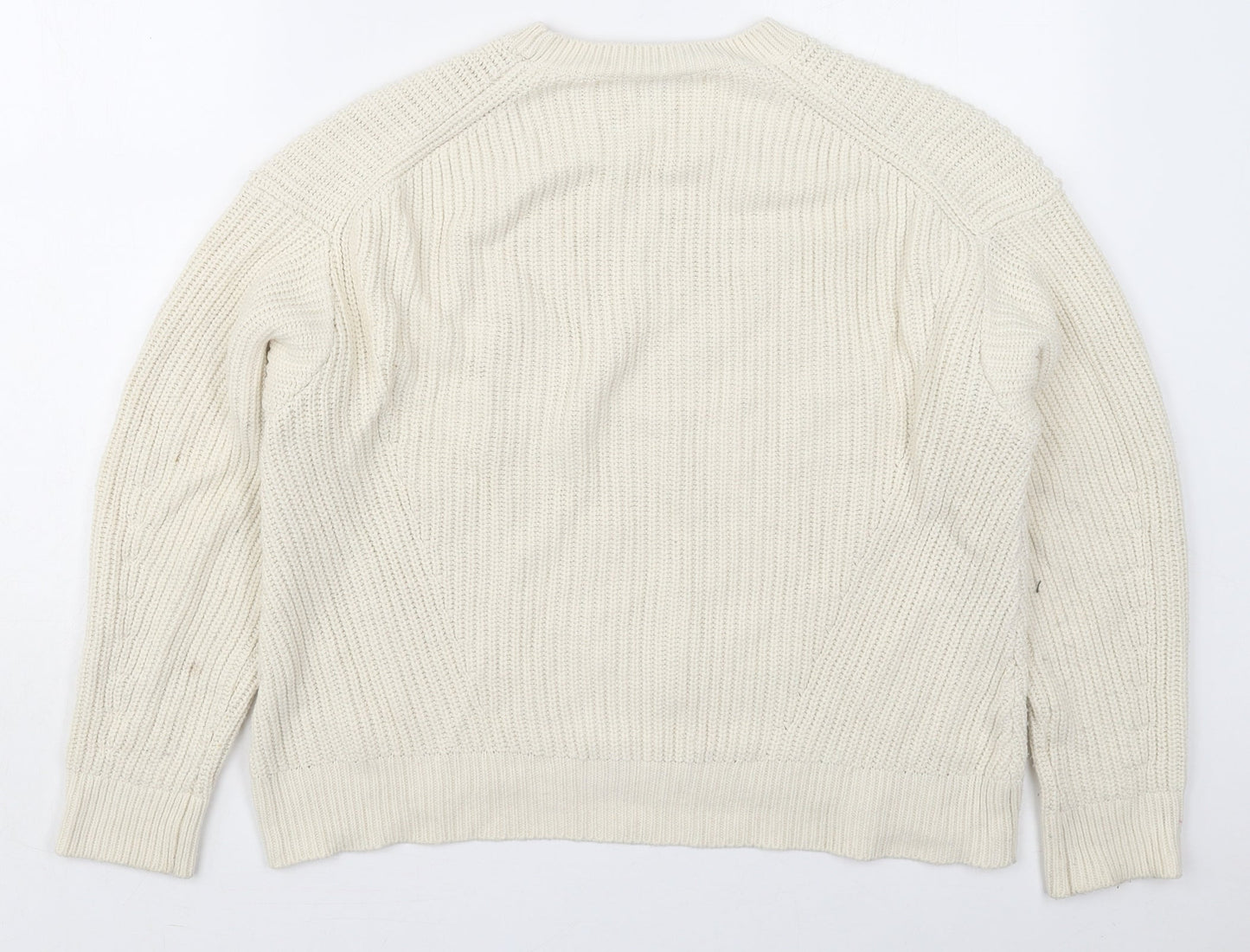 New Look Womens Ivory Crew Neck  Acrylic Pullover Jumper Size S