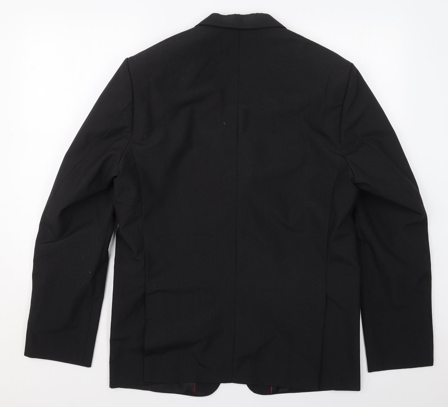 Preworn Mens Black Check Polyester Jacket Suit Jacket Size 40