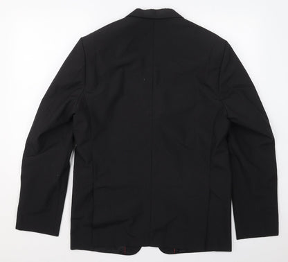 Preworn Mens Black Check Polyester Jacket Suit Jacket Size 40