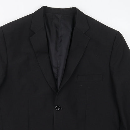 Preworn Mens Black Check Polyester Jacket Suit Jacket Size 40