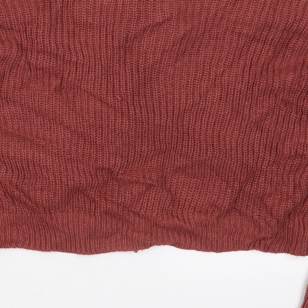 Jolie & Joy Womens Pink V-Neck  Acrylic Pullover Jumper Size M