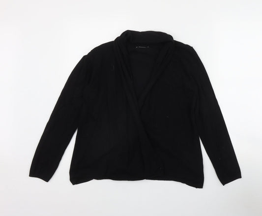 Dunnes Stores Womens Black V-Neck  Viscose Cardigan Jumper Size M