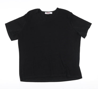 Essentials Womens Black  Polyester Jersey Blouse Size 16 Round Neck